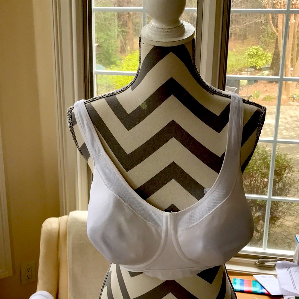 White nylon andspandex  sports. Bra.